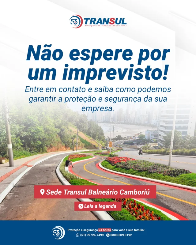 Com a Área Protegida Transul, nossa base localizada em Balneário Camboriú, sua empresa tem atendimento  imediato e cobertura 24h, com ambulâncias equipadas e equipe especializada para situações de urgência.

🚑 Atendimento médico rápido
💼 Cobertura para empresas de todos os tipos
⚙️ Estrutura moderna e eficiente
Entre em contato e saiba como garantir a segurança de seu estabelecimento.

#ÁreaProtegida #SegurançaNoTrabalho #AtendimentoDeEmergência #TransulBC