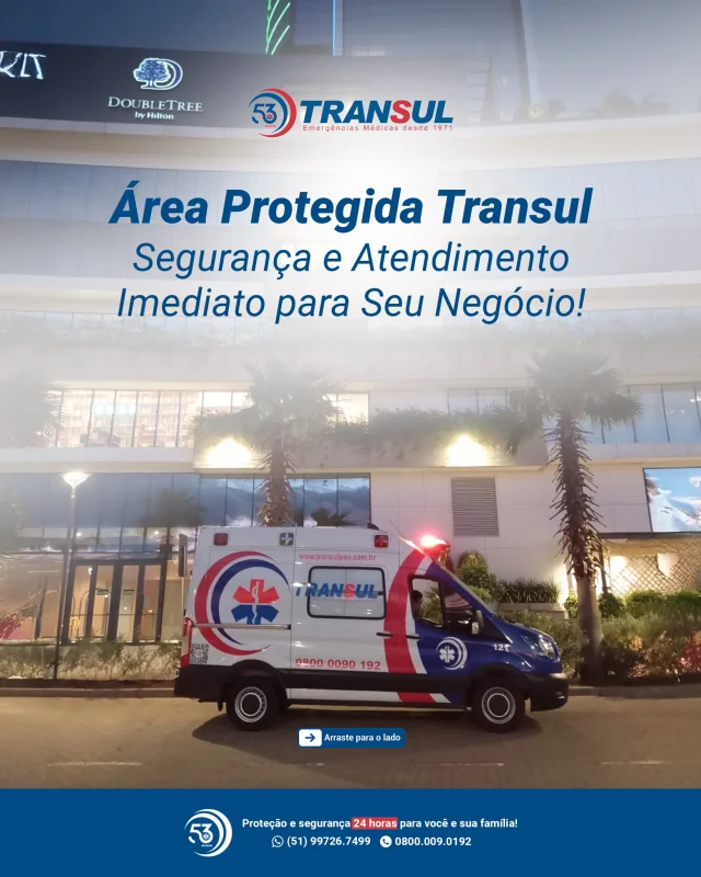 Já imaginou ter atendimento médico imediato disponível no seu estabelecimento, garantindo segurança e tranquilidade para todos? 

Com o Plano Área Protegida Empresarial da Transul, isso é realidade! 💼

Não deixe a segurança da sua empresa ao acaso! 

Proteja quem faz parte do seu dia a dia com o suporte especializado da Transul.

📲 Entre em contato e saiba mais!

#ÁreaProtegidaTransul #SegurançaParaSuaEmpresa #AtendimentoImediato #SaúdeEProteção #EmergênciaMédica
