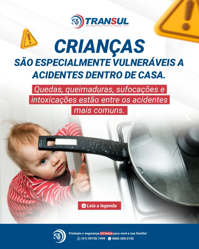 Você sabia que acidentes domésticos são uma das principais causas de lesões em crianças? 

No Brasil, acidentes domésticos causam cerca de mais de 120 mil hospitalizações de jovens anualmente.

Quedas, queimaduras e intoxicações podem acontecer em segundos.

Mas com prevenção e um atendimento rápido, podemos reduzir os riscos!

Com a Transul, sua família conta com:

✅ Ambulância com UTI equipada
✅ Atendimento Domiciliar Emergencial
✅ Atendimento Médico por Telefone

Para quem valoriza segurança e um suporte ágil em momentos críticos! 🚑

Marque aqui quem precisa conhecer esse serviço!

#SegurançaInfantil #Emergência #Transul #Prevenção