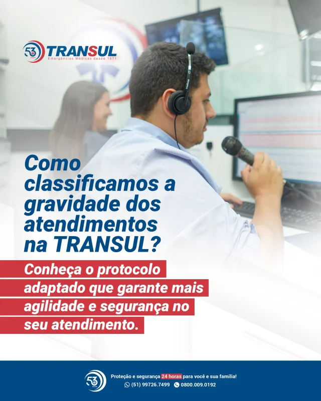 Você sabia que no Atendimento Pré-Hospitalar (APH), como o realizado pela TRANSUL, é essencial identificar rapidamente a gravidade do caso para definir o tipo de socorro necessário?

Na TRANSUL, utilizamos um protocolo adaptado com base em boas práticas reconhecidas, como o Protocolo de Manchester (utilizado em unidades hospitalares), para garantir um atendimento rápido, eficiente e seguro.

Essa classificação é fundamental para enviar o profissional adequado para cada situação: Técnico de Enfermagem, Enfermeiro ou Médico… tudo com base na avaliação do nosso Médico Regulador.

💙 A saúde não espera. Conte com quem tem preparo e protocolo para agir com eficiência.

📞 Fale com a TRANSUL e contrate o plano ideal para cuidar de quem você ama.

#AtendimentoComProtocolo #UrgênciaEEmergência #Transul #APH #CuidadoDeVerdade #SegurançaEmPrimeiroLugar #PlanoDeSaúde #ClassificaçãoDeRisco